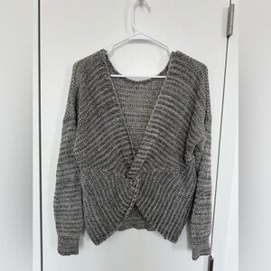 Open Back Heather Gray Sweater